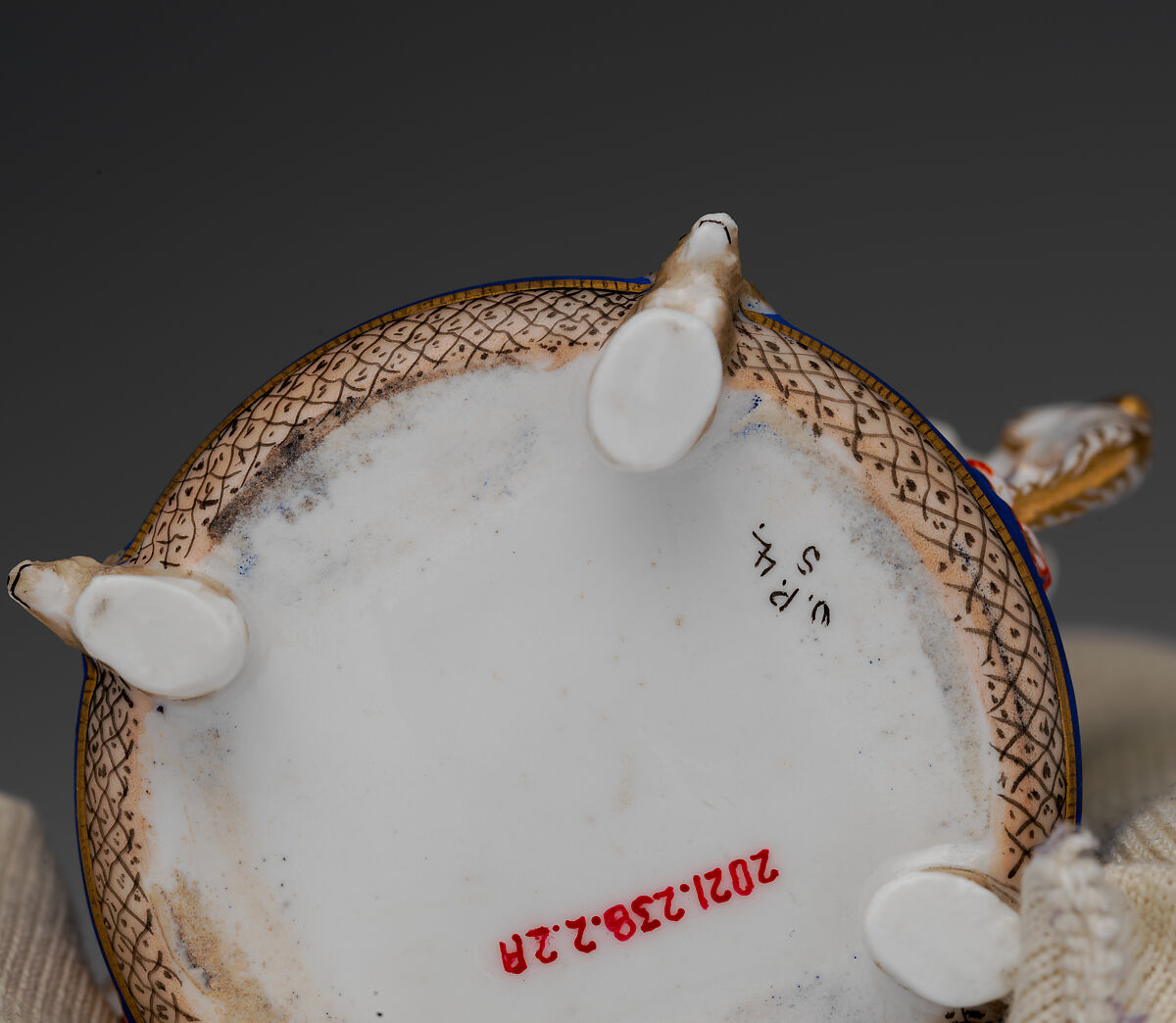 Partial tea set (teapot, sugar bowl, cream pitcher, slop bowl), Union Porcelain Works (American, 1863–1922), Porcelain; allover blue ground with delicate gilded and enamel decoration