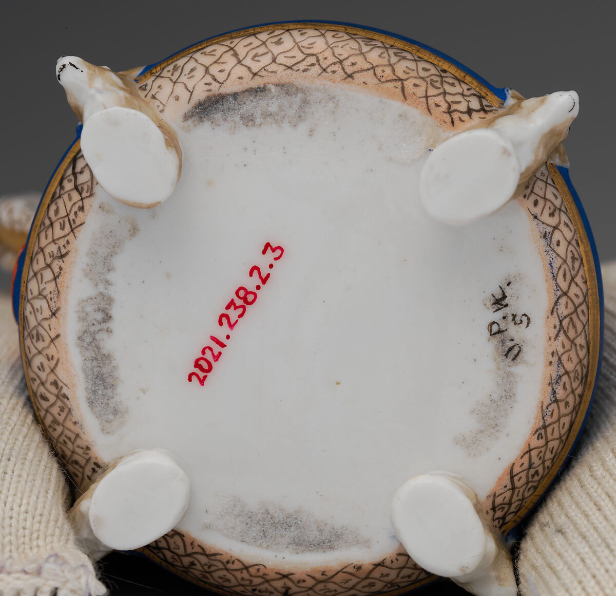 Partial tea set (teapot, sugar bowl, cream pitcher, slop bowl), Union Porcelain Works (American, 1863–1922), Porcelain; allover blue ground with delicate gilded and enamel decoration