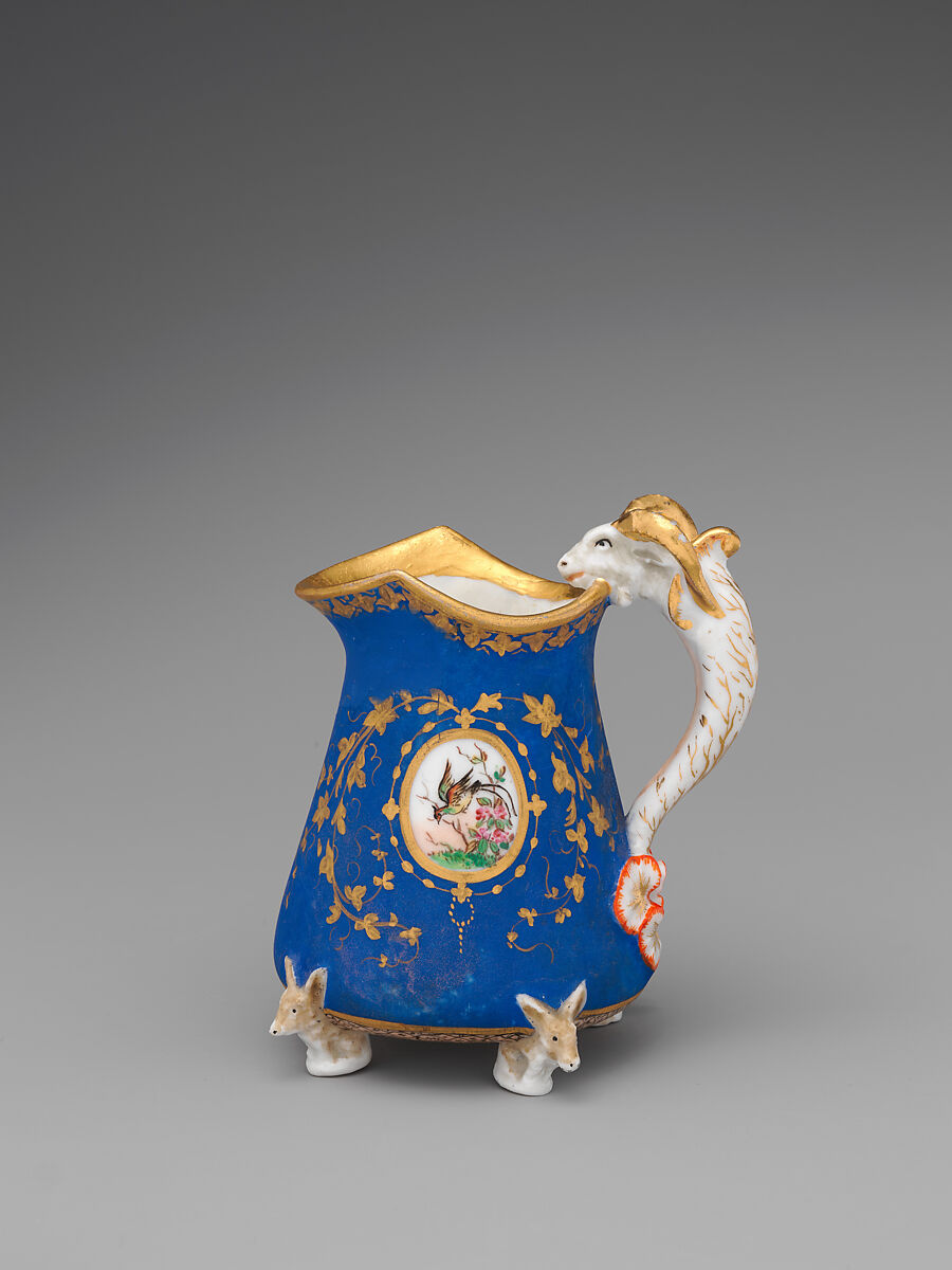 Partial tea set (teapot, sugar bowl, cream pitcher, slop bowl), Union Porcelain Works (American, 1863–1922), Porcelain; allover blue ground with delicate gilded and enamel decoration