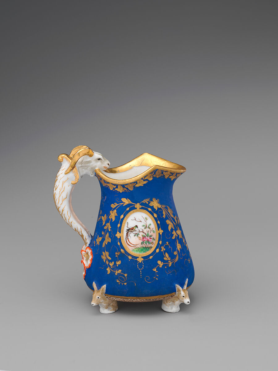 Partial tea set (teapot, sugar bowl, cream pitcher, slop bowl), Union Porcelain Works (American, 1863–1922), Porcelain; allover blue ground with delicate gilded and enamel decoration