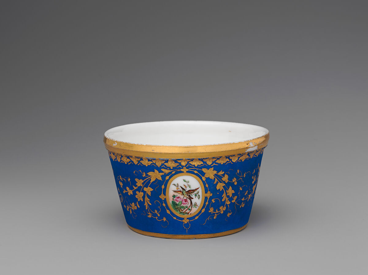 Partial tea set (teapot, sugar bowl, cream pitcher, slop bowl), Union Porcelain Works (American, 1863–1922), Porcelain; allover blue ground with delicate gilded and enamel decoration