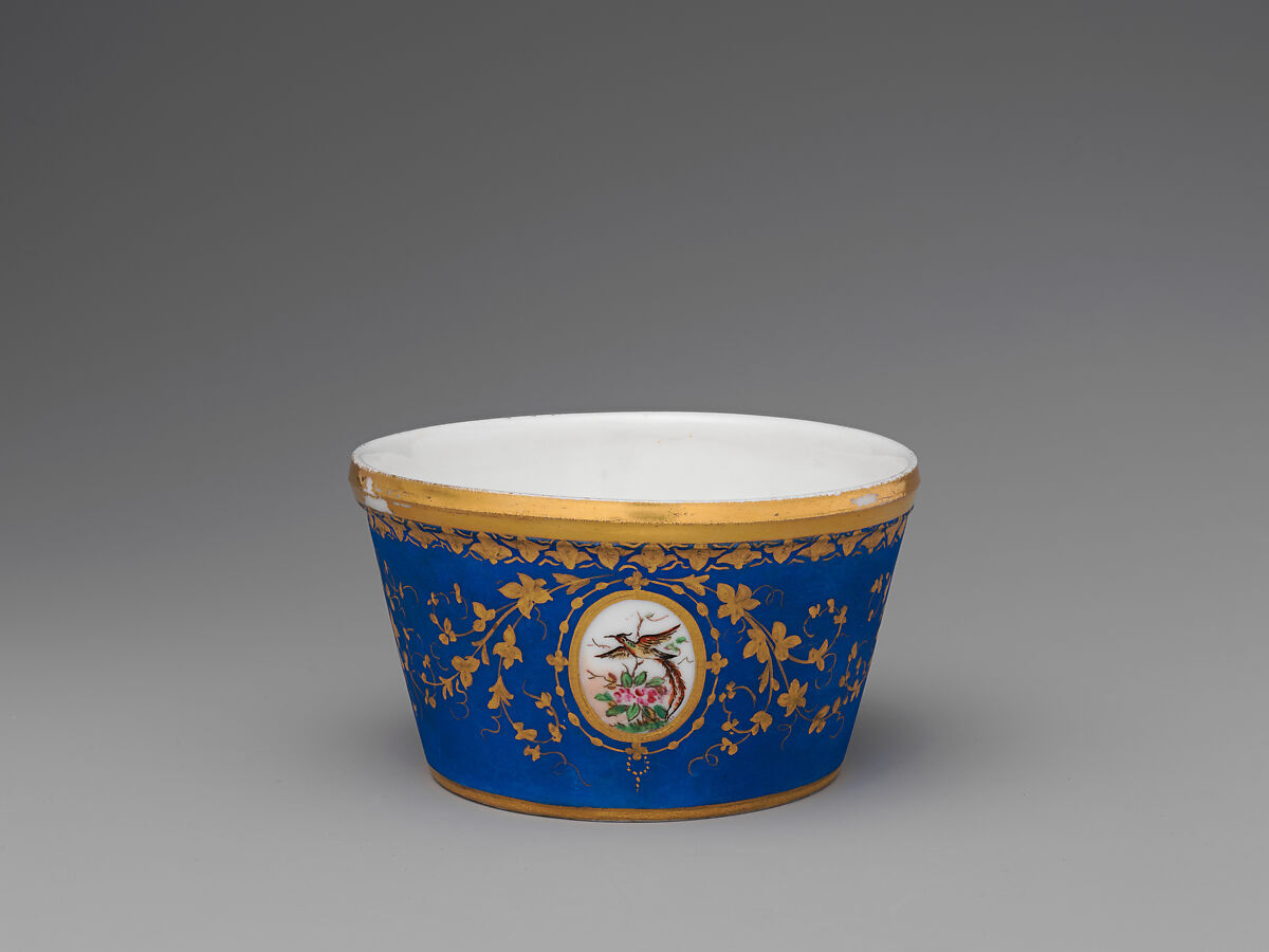 Partial tea set (teapot, sugar bowl, cream pitcher, slop bowl), Union Porcelain Works (American, 1863–1922), Porcelain; allover blue ground with delicate gilded and enamel decoration
