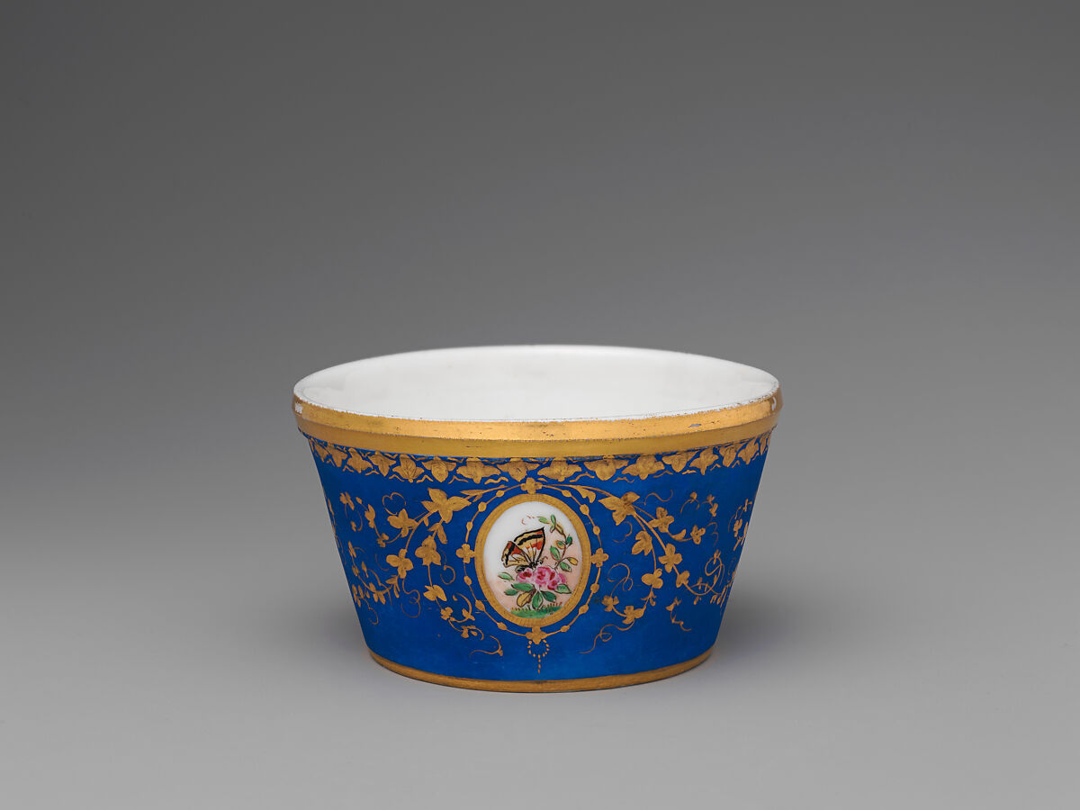 Partial tea set (teapot, sugar bowl, cream pitcher, slop bowl), Union Porcelain Works (American, 1863–1922), Porcelain; allover blue ground with delicate gilded and enamel decoration