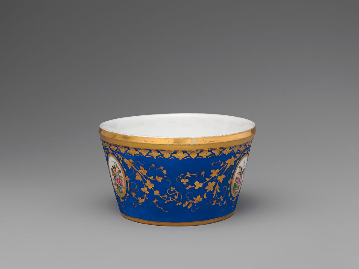 Partial tea set (teapot, sugar bowl, cream pitcher, slop bowl), Union Porcelain Works (American, 1863–1922), Porcelain; allover blue ground with delicate gilded and enamel decoration