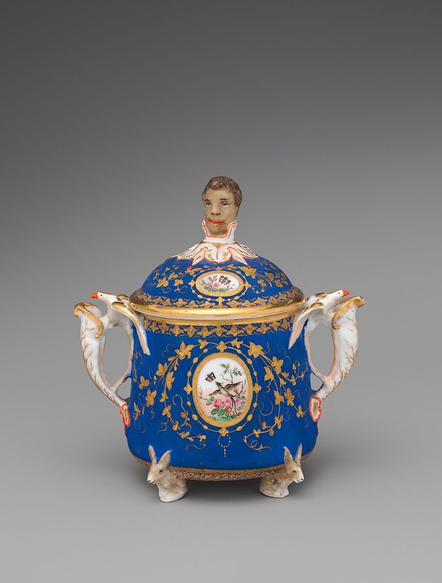 Partial tea set (teapot, sugar bowl, cream pitcher, slop bowl), Union Porcelain Works (American, 1863–1922), Porcelain; allover blue ground with delicate gilded and enamel decoration