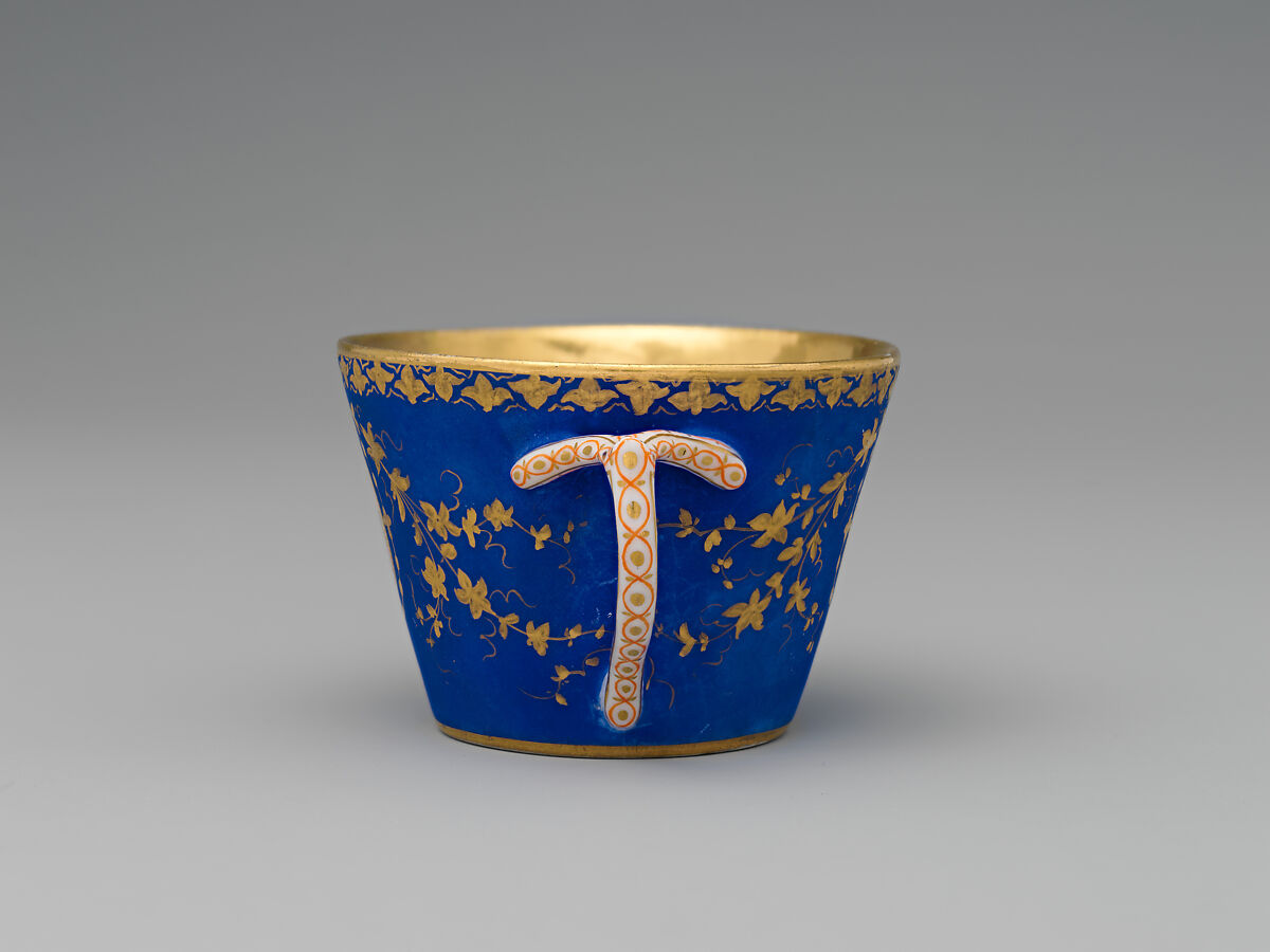 Partial tea set (teapot, sugar bowl, cream pitcher, slop bowl), Union Porcelain Works (American, 1863–1922), Porcelain; allover blue ground with delicate gilded and enamel decoration