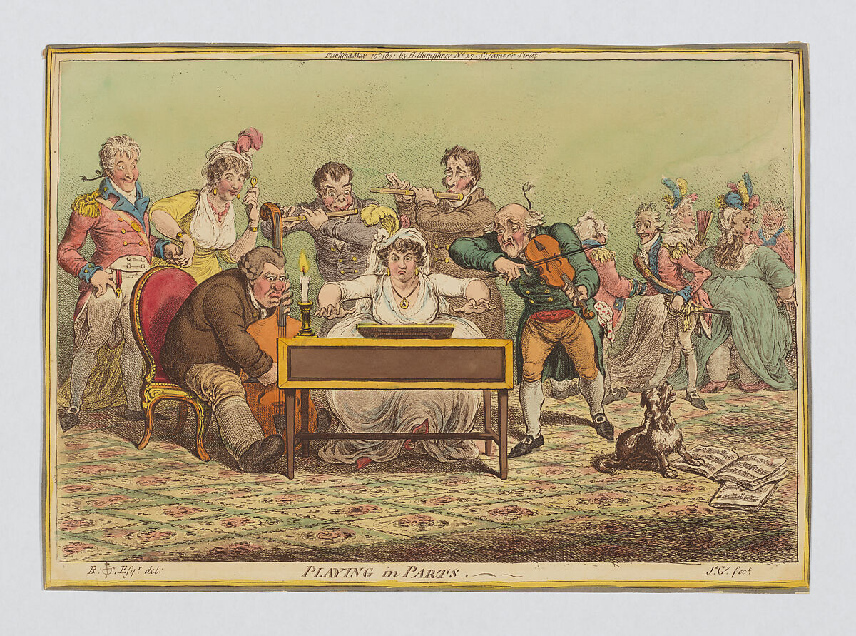 Playing in Parts, James Gillray (British, London 1756–1815 London), Hand-colored etching and aquatint 