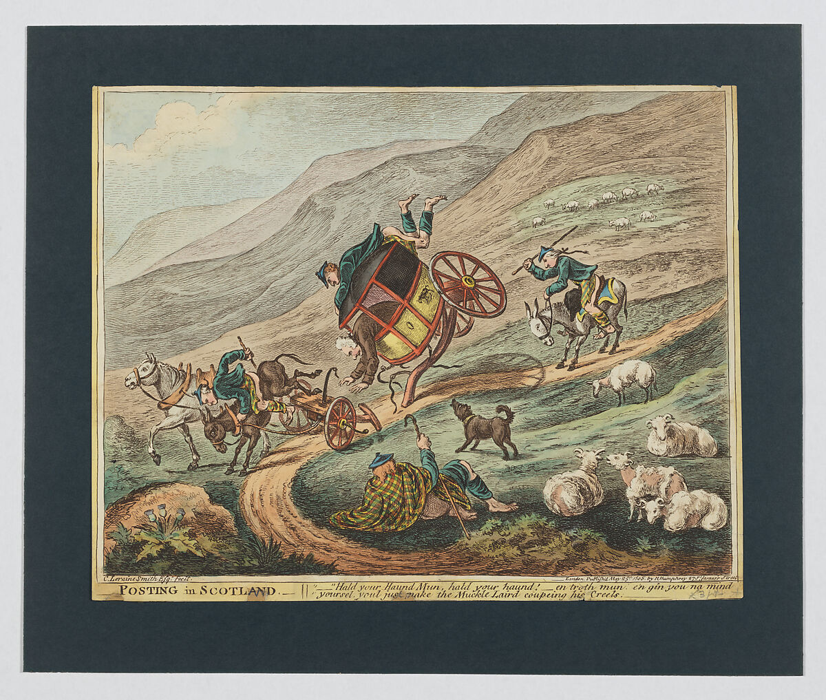 Posting in Scotland, James Gillray (British, London 1756–1815 London), Hand-colored etching and aquatint 