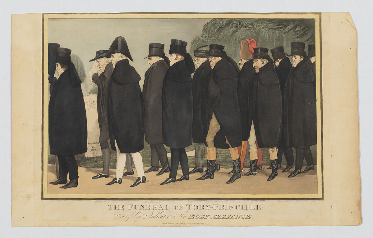 The Funeral of Tory-principle: Dutifully Dedicated to the Holy Alliance, John Doyle (Irish, Dublin 1797–1868 London), Hand-colored etching and aquatint 
