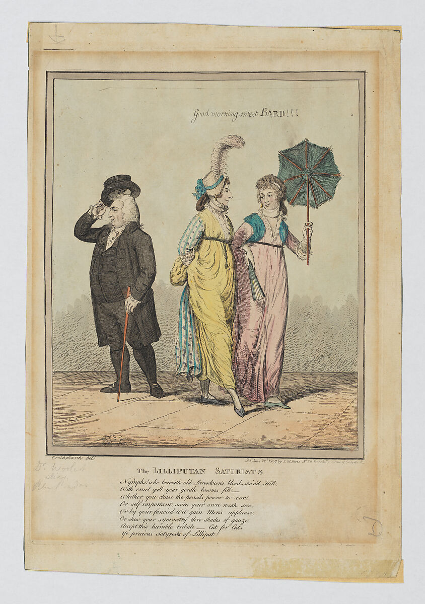 The Lilliputan Satirists, Isaac Cruikshank (British (born Scotland), Edinburgh 1764–1811 London), Hand-colored etching 