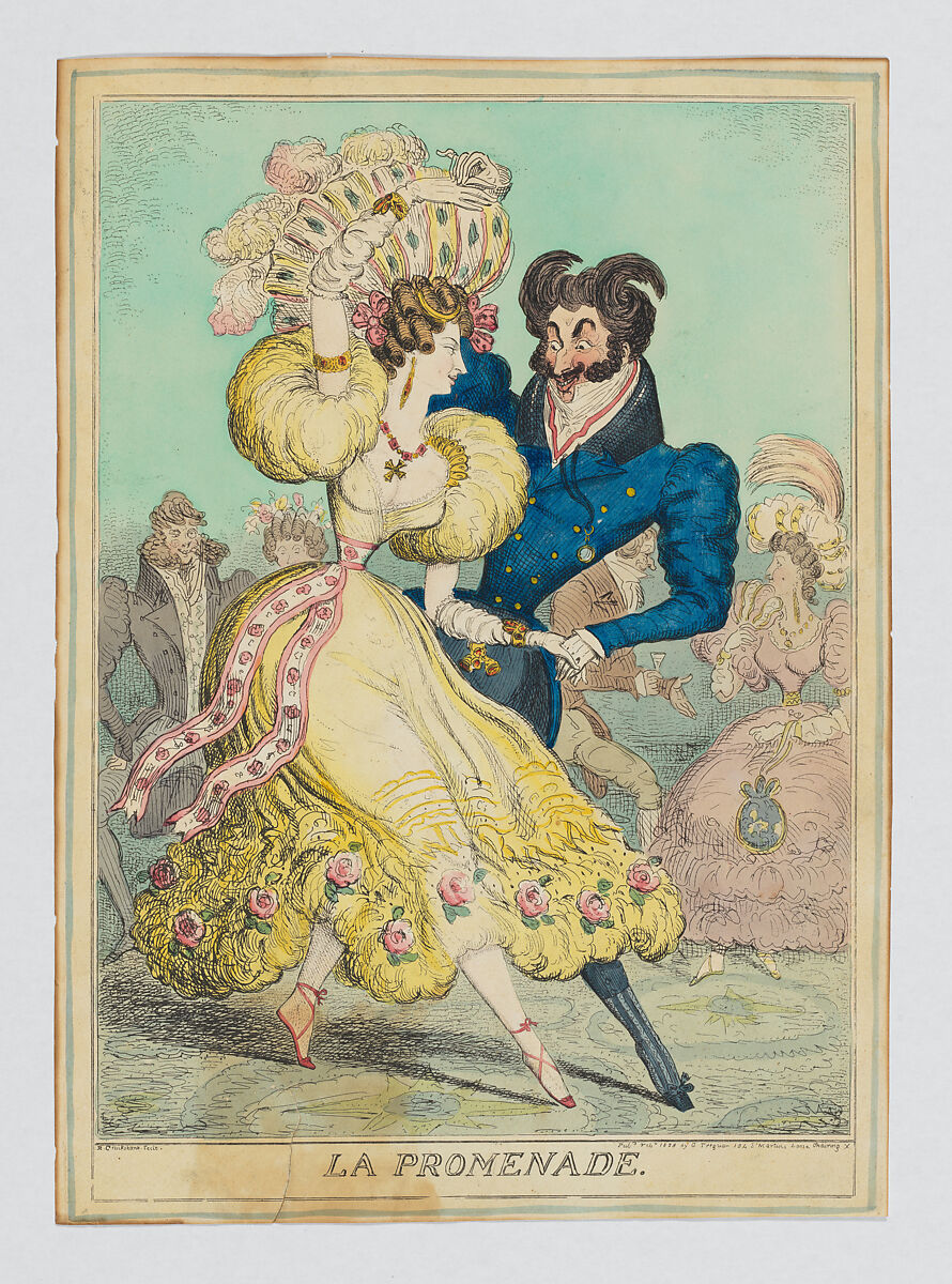 La Promenade, Isaac Robert Cruikshank (British, London 1789–1856 London), Hand-colored etching 