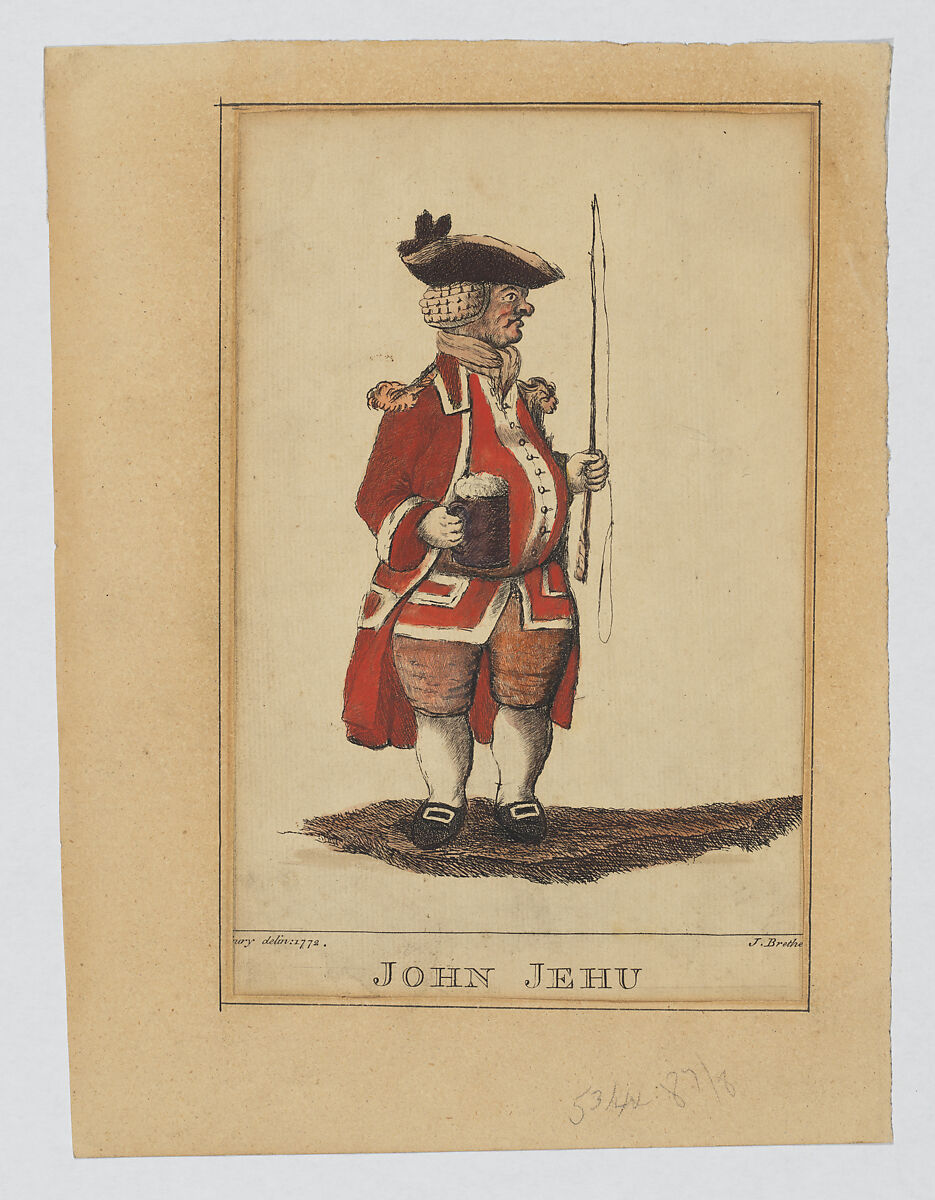 John Jehu, L'Inghilterra, James Bretherton (British, active 1750–99), Hand-colored etching 