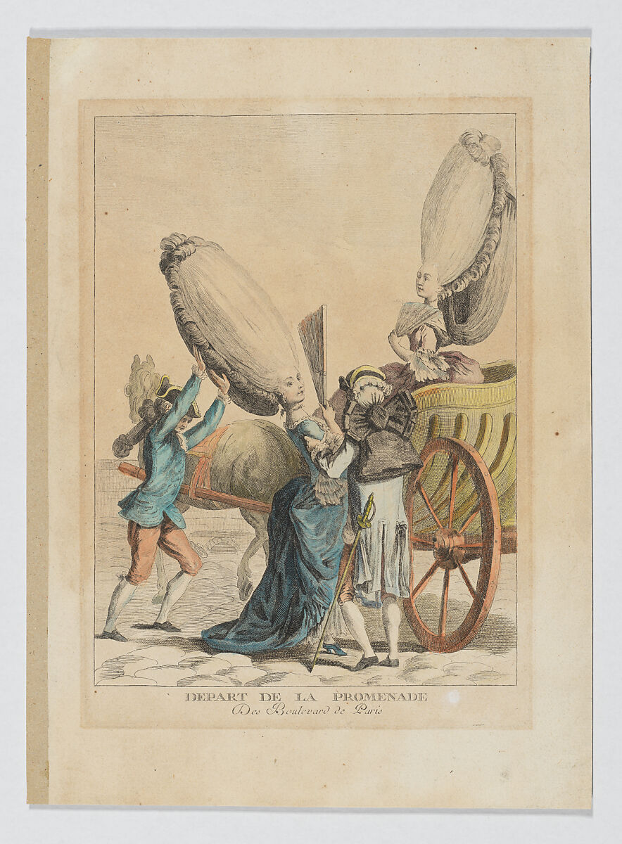 Depart de la Promenade, Des Boulevard de Paris, Anonymous, French, 18th century, Hand-colored etching 