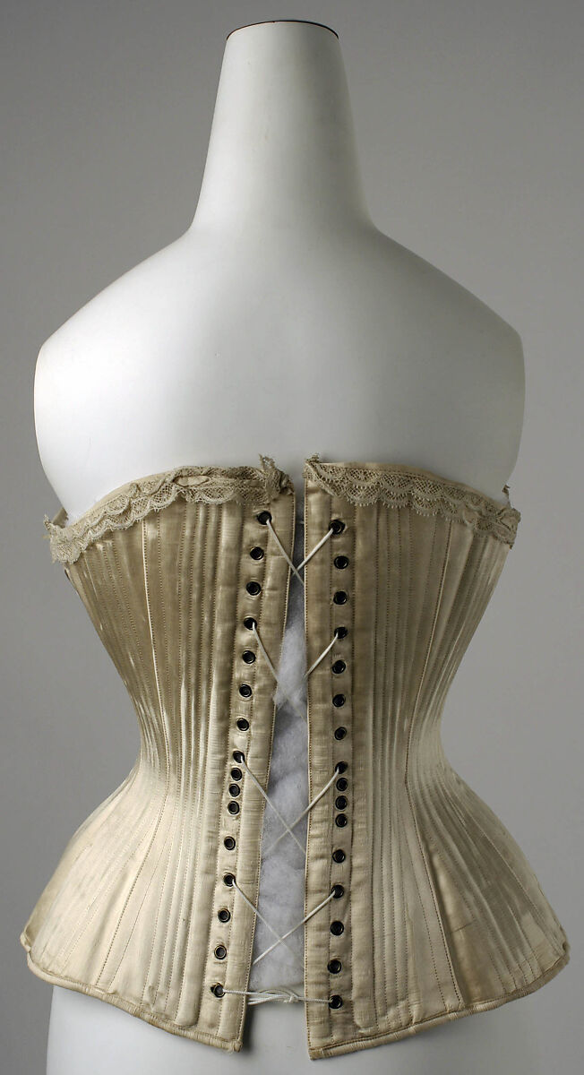 Wedding corset, silk, cotton, metal, American