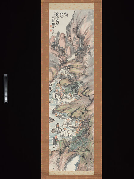 Gathering to Celebrate Old Age, Tomioka Tessai 富岡鉄斎 (Japanese, 1836–1924), Hanging scroll; ink and color on paper, Japan 