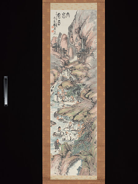 Gathering to Celebrate Old Age, Tomioka Tessai (Japanese, 1836–1924), Hanging scroll; ink and color on paper, Japan 