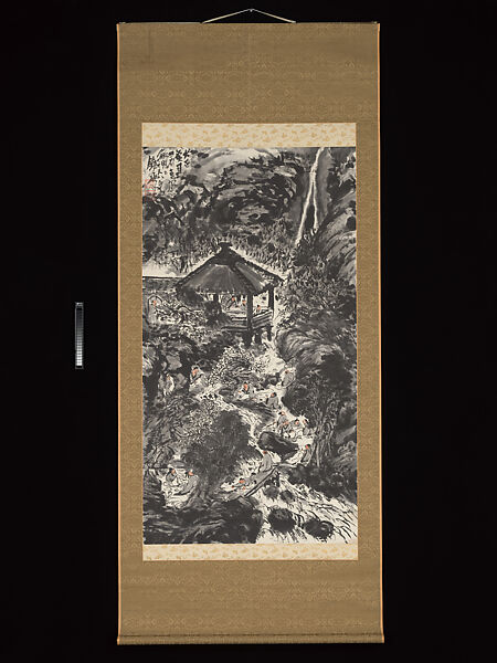 Poetry Gathering at the Orchid Pavilion (Lanting), Tomioka Tessai (Japanese, 1836–1924), Hanging scroll; ink and color on paper, Japan