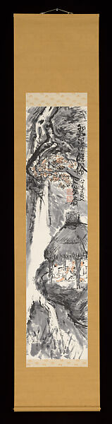 Washing Away the Vulgar While Viewing a Waterfall, Tomioka Tessai (Japanese, 1836–1924), Hanging scroll; ink and color on paper, Japan