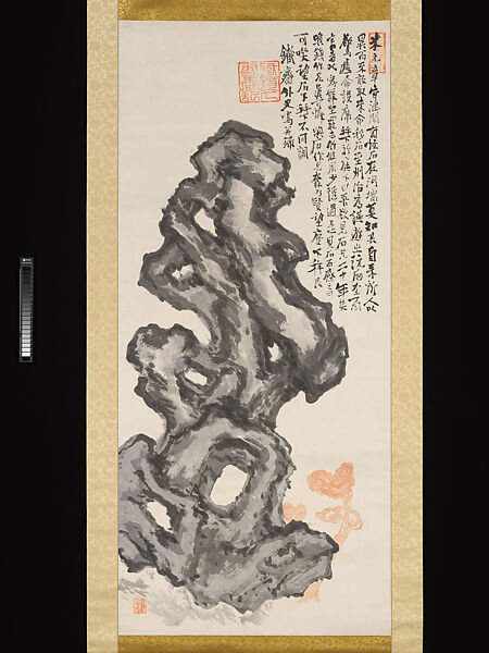 Rock in the Shape of a Fantastic Mountain, Tomioka Tessai (Japanese, 1836–1924), Hanging scroll; ink and color on paper, Japan 