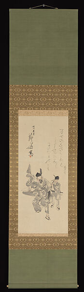 Manzai Performers, Painting by Tomioka Tessai (Japanese, 1836–1924), Hanging scroll; ink and light color on paper, Japan