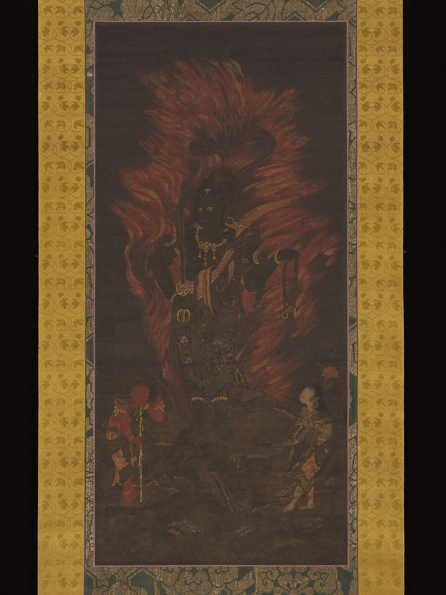 Fudō Myōō (Achala Vidyaraja), The Immovable Wisdom King, Unidentified Artist, Hanging scroll; ink, color, and gold on silk, Japan 