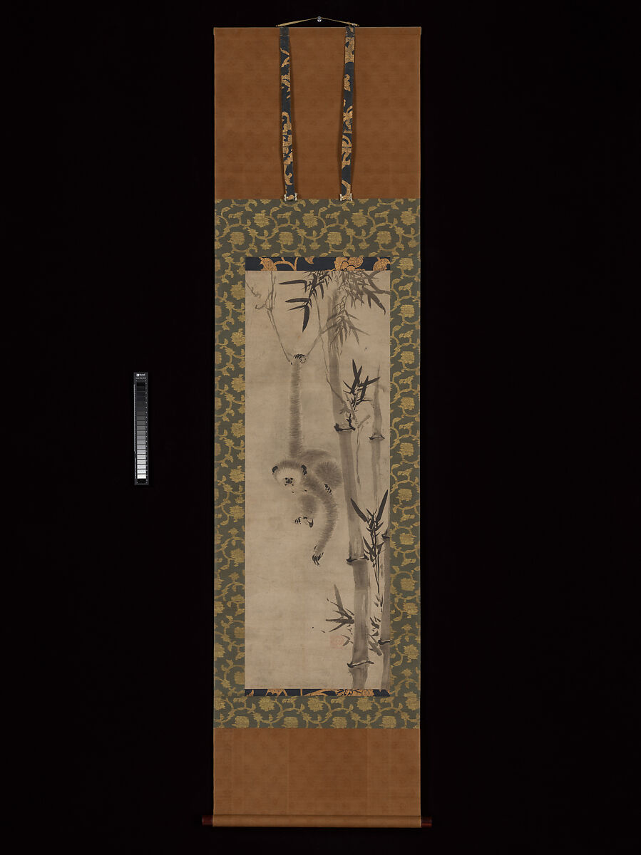 Gibbon and Bamboo, Sesson Shūkei 雪村周継 (ca. 1504–ca. 1589), Hanging scroll; ink on paper, Japan