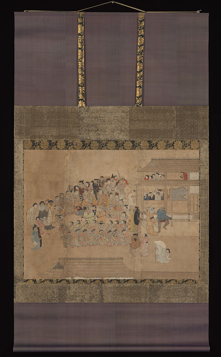 People Dancing, Unidentified Artist, Hanging scroll; ink and color on paper, Japan