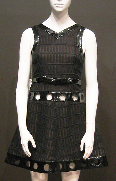 Evening dress, André Courrèges (French, Pau 1923–2016 Neuilly-sur-Seine), silk, plastic (polyvinyl chloride), French 