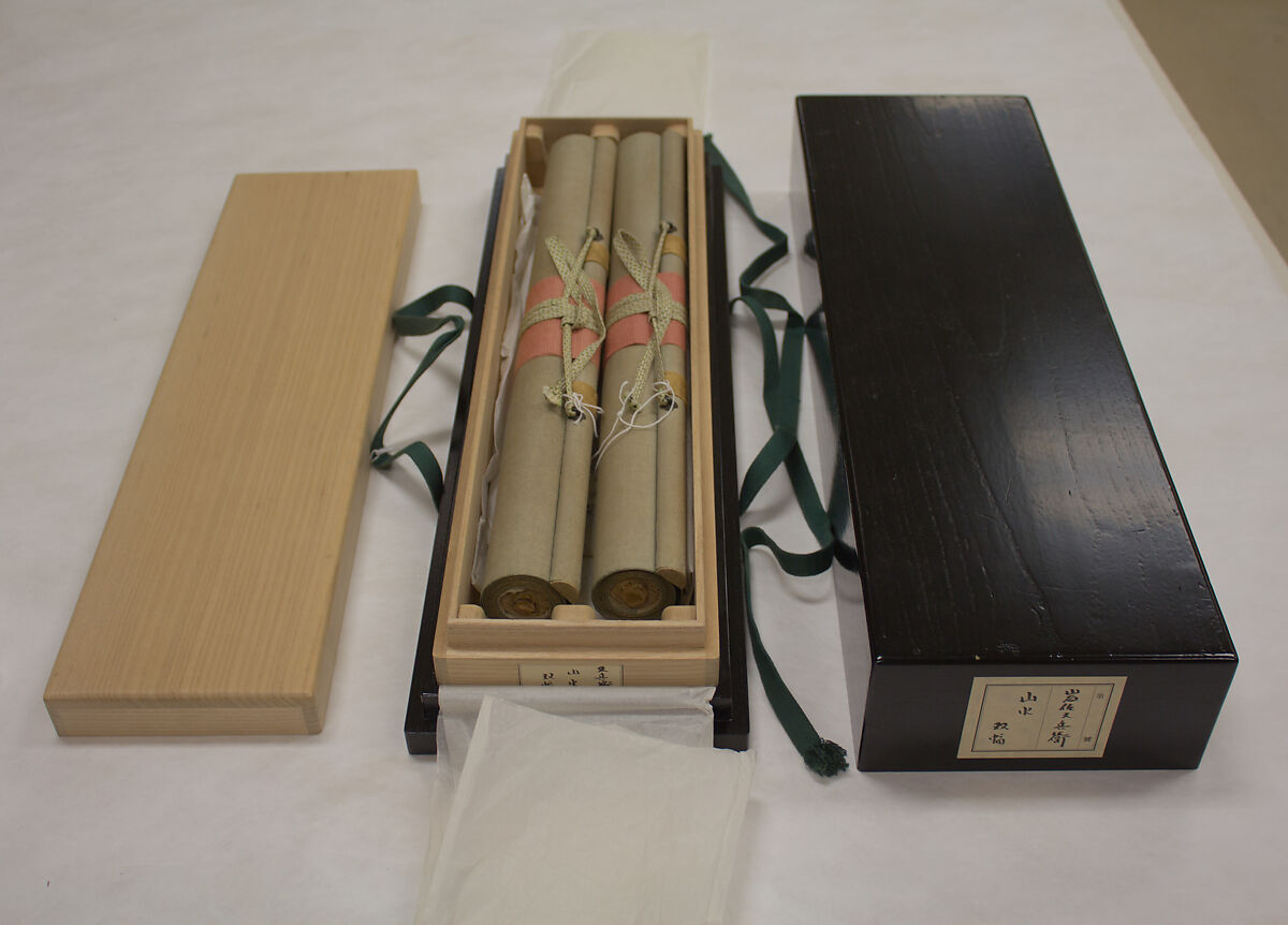 Eight Views of Xiao and Xiang, Iwasa Matabei (Iwasa Matabē) 岩佐又兵衛 (Japanese, 1578–1650), Diptych of hanging scrolls; ink and color on paper, Japan