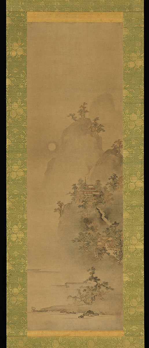 Eight Views of Xiao and Xiang, Iwasa Matabei (Iwasa Matabē) 岩佐又兵衛 (Japanese, 1578–1650), Diptych of hanging scrolls; ink and color on paper, Japan