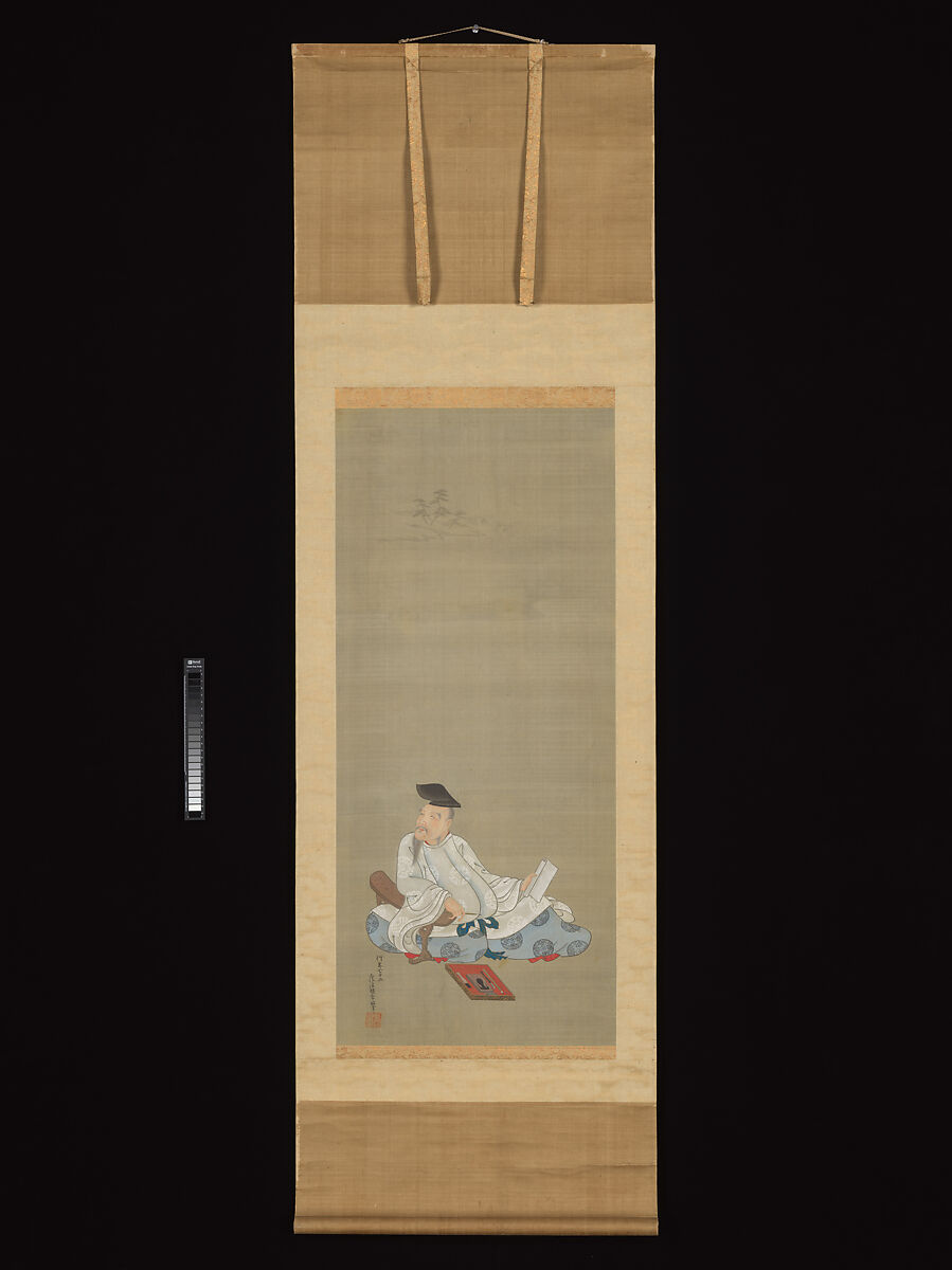 Portraits of Three Famous Poets: Kakinomoto no Hitomaro, Lady Ise, and Ono no Komachi, Tosa Mitsuoki (Japanese, 1617–1691), Triptych of hanging scrolls: ink, color, gold and silver on silk, Japan