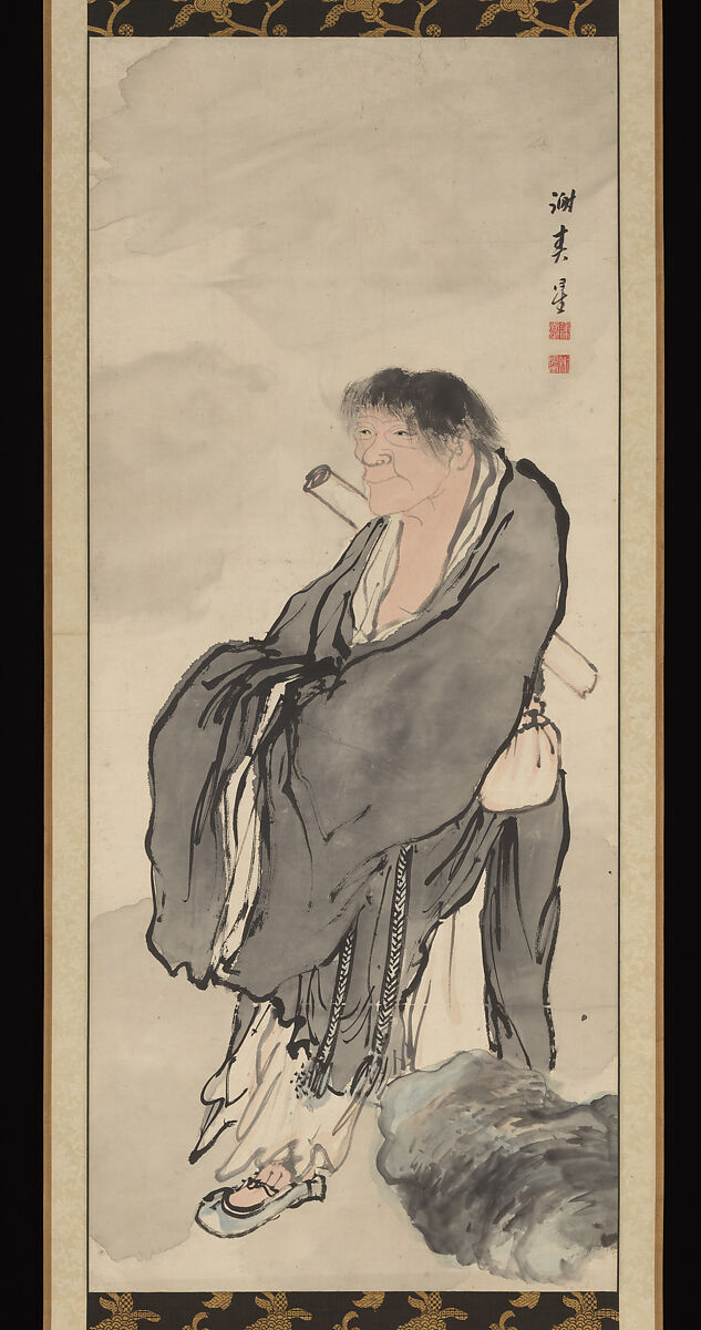 Hanshan and Shide, Yosa Buson (Japanese, 1716–1783), Diptych of hanging scrolls; ink and color on paper, Japan