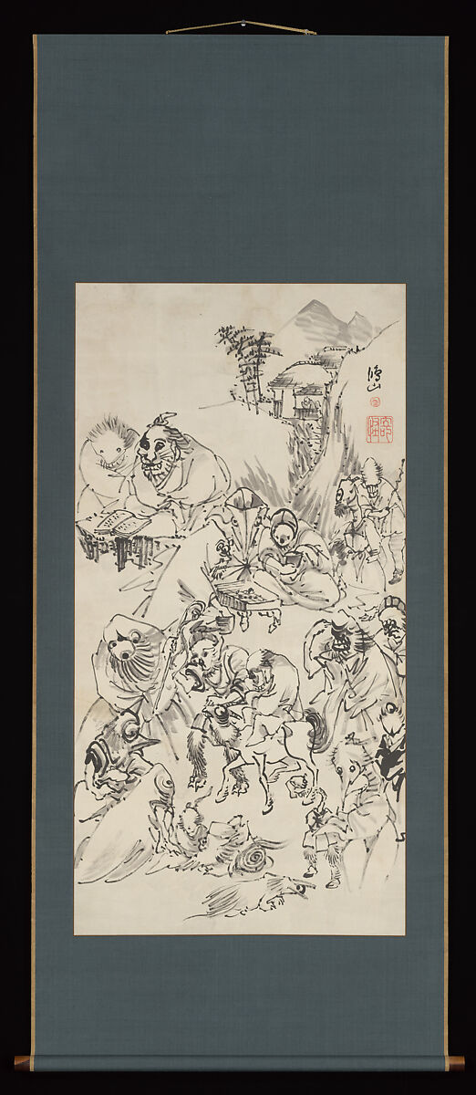 Demons and Monsters, Takai Kōzan 高井鴻山 (Japanese, 1806–1883), Hanging scroll;, Japan