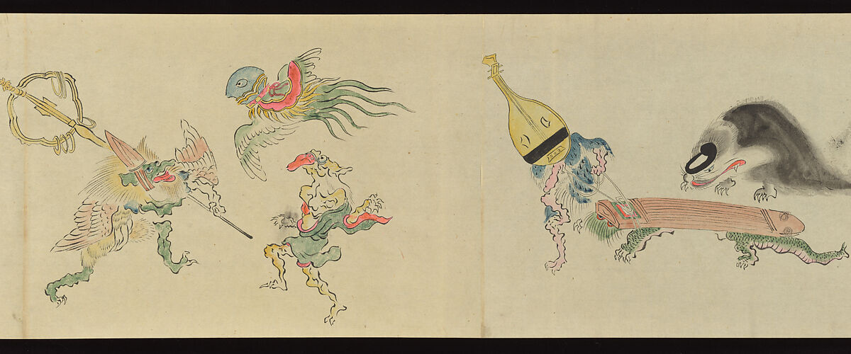 The Night Parade of One Hundred Demons, Tachibana Gadō 橘雅堂 (Japanese, active late 19th century), Handscroll; ink and color on paper, Japan