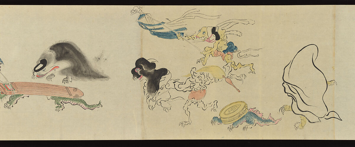 The Night Parade of One Hundred Demons, Tachibana Gadō 橘雅堂 (Japanese, active late 19th century), Handscroll; ink and color on paper, Japan