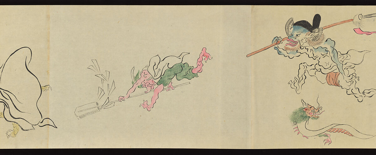 The Night Parade of One Hundred Demons, Tachibana Gadō 橘雅堂 (Japanese, active late 19th century), Handscroll; ink and color on paper, Japan