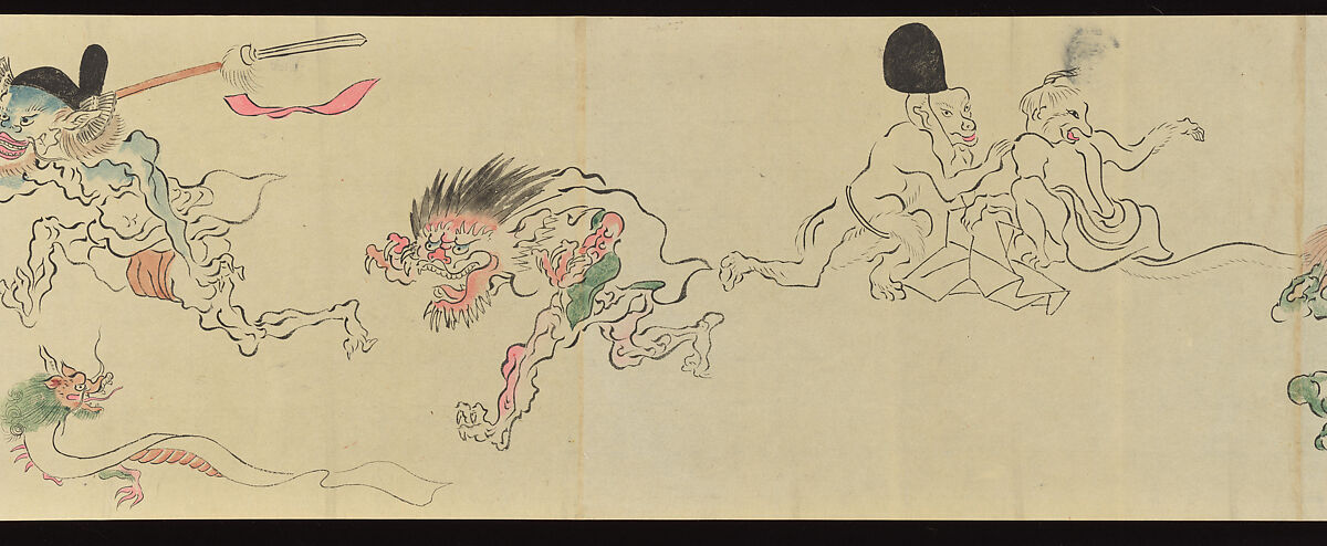 The Night Parade of One Hundred Demons, Tachibana Gadō 橘雅堂 (Japanese, active late 19th century), Handscroll; ink and color on paper, Japan