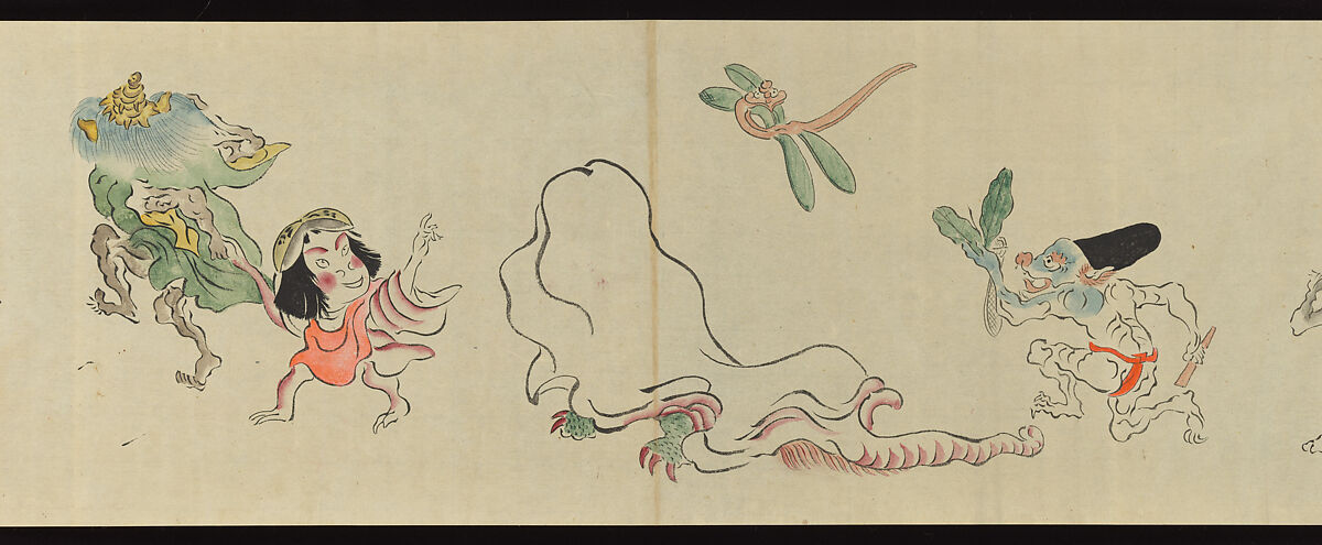 The Night Parade of One Hundred Demons, Tachibana Gadō 橘雅堂 (Japanese, active late 19th century), Handscroll; ink and color on paper, Japan
