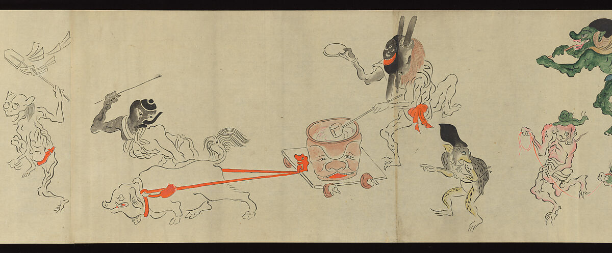 The Night Parade of One Hundred Demons, Tachibana Gadō 橘雅堂 (Japanese, active late 19th century), Handscroll; ink and color on paper, Japan
