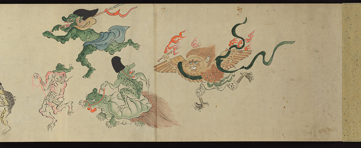 The Night Parade of One Hundred Demons, Tachibana Gadō 橘雅堂 (Japanese, active late 19th century), Handscroll; ink and color on paper, Japan 