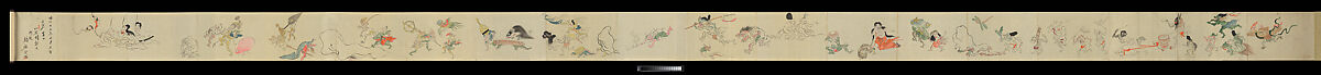 The Night Parade of One Hundred Demons, Tachibana Gadō 橘雅堂 (Japanese, active late 19th century), Handscroll; ink and color on paper, Japan
