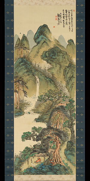 Nine Auspicious Symbols of Longevity and Prosperity, Tomioka Tessai 富岡鉄斎 (Japanese, 1836–1924), Hanging scroll; ink and color on silk, Japan 