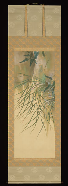 Spring Orchids, Shimomura Kanzan 下村観山 (Japanese, 1873–1930), Hanging scroll; ink and color on silk, Japan