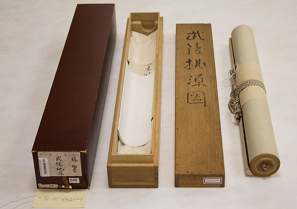 Peach Blossom Spring in Wuling, Ishii Rinkyō  石井林響 (Japanese, 1886–1930), Hanging scroll; ink and color on silk, Japan