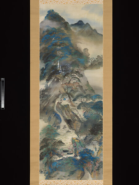 Peach Blossom Spring Utopia, Tomita Keisen 冨田溪仙 (Japanese, 1879–1936), Hanging scroll; ink and color on silk, Japan 