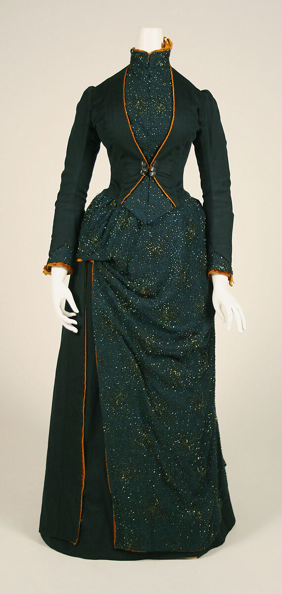 Ensemble, Catherine Donovan (American (born Ireland), 1826 (?)–1906), wool, silk, glass, feathers, American 