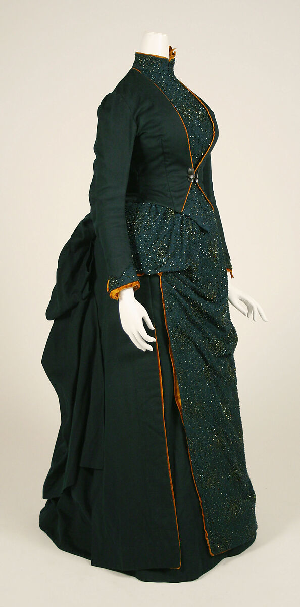 Ensemble, Catherine Donovan (American (born Ireland), 1826 (?)–1906), wool, silk, glass, feathers, American