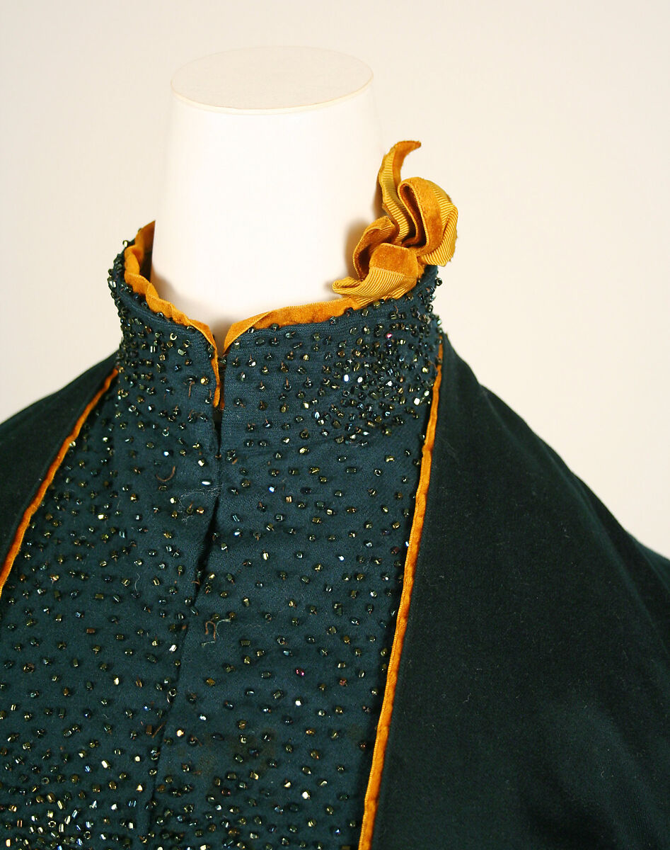 Ensemble, Catherine Donovan (American (born Ireland), 1826 (?)–1906), wool, silk, glass, feathers, American