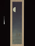 Moon, Cormorants and Herons, Fujii Tatsukichi 藤井達吉 (Japanese, 1881–1964), Pair of hanging scrolls; color on paper, Japan