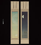 Moon, Cormorants and Herons, Fujii Tatsukichi 藤井達吉 (Japanese, 1881–1964), Pair of hanging scrolls; color on paper, Japan